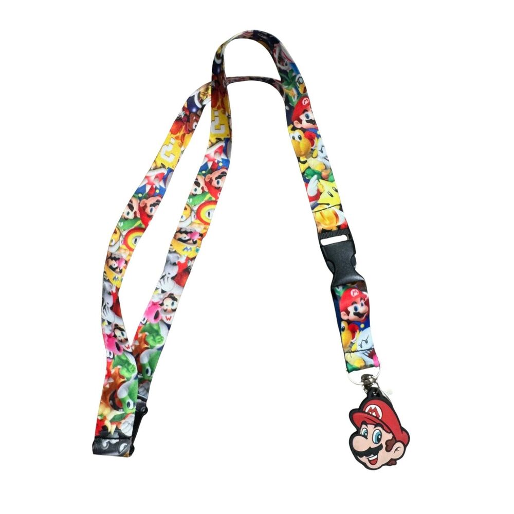 Nintendo Lanyard Mario Yoshi Star Wario Peach Luigi Keychain Bowser Toad Birdo